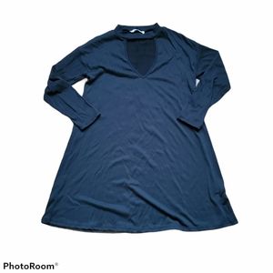 Mikey & Joey Choker Mini Dress Tunic Black Size Small LBD Long sleeves